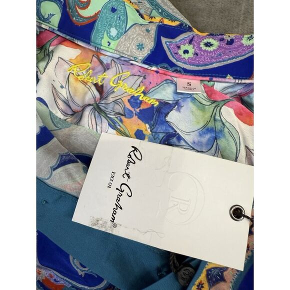 Robert Graham Charlotte Silk Paisley Shirt Dress S NWT Boho Luxe Resort Vibes - Picture 12 of 14